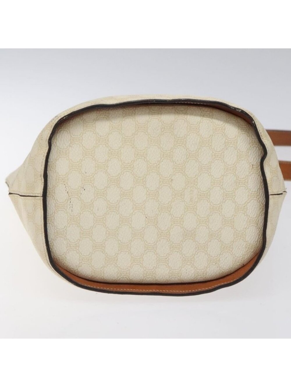 Authentic CELINE Macadam Canvas Circle Shoulder Bag PVC Leather White - Picture 12 of 16